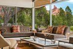 Walls of glass frame Sedona`s iconic peaks